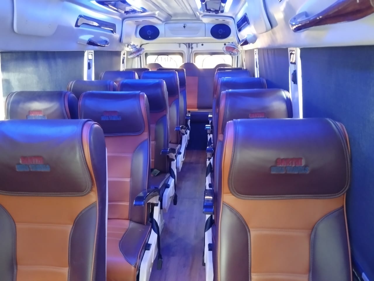 Tempo Traveller cabin with spacious group seating